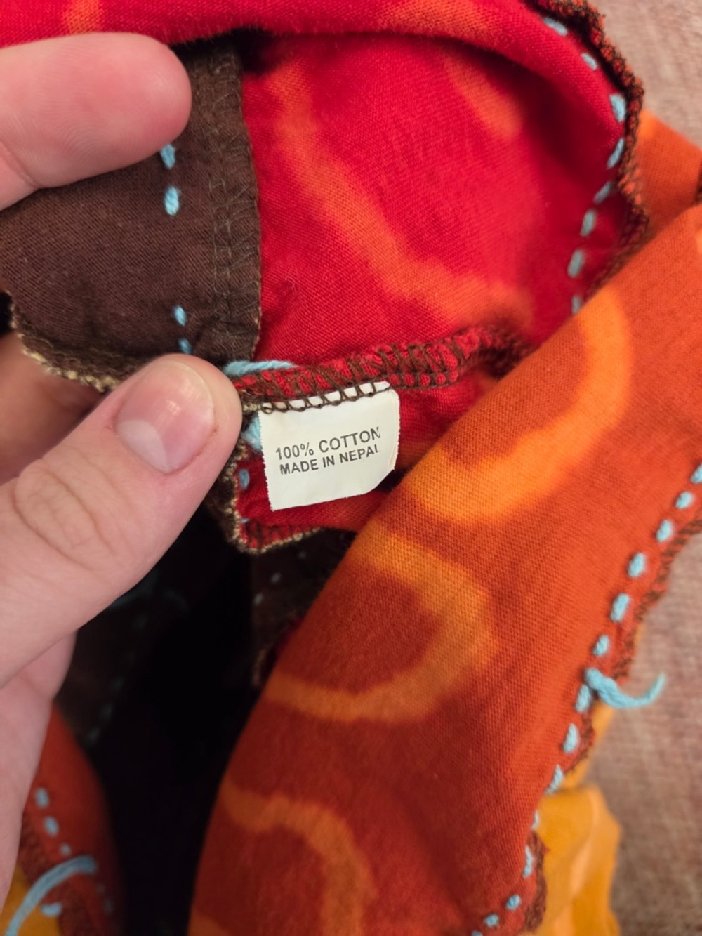Vintage batik patchwork Rising international hippie core festival dress Nepal sm - Picture 6 of 8